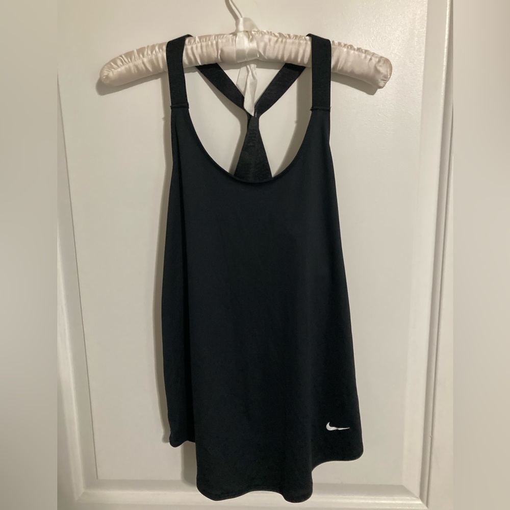 NIKE Dri-FIT Crossed Back Tank Top, Women, Black, Size S